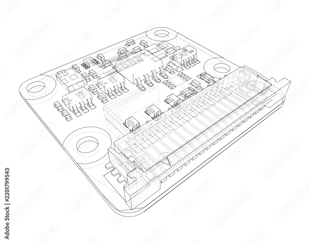 Fototapeta premium circuit board wireframe illustration. Vector