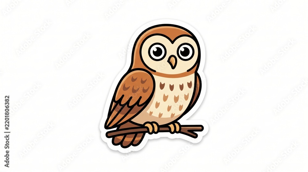 Obraz premium Cute owl character sticker illustration on white background