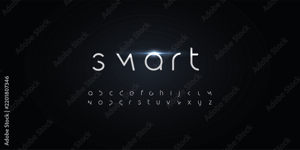 Fototapeta premium Smart futurism style alphabet. Thin segment line font, minimalist type for modern futuristic logo, elegant monogram, digital device and hud graphic. Minimal style letters, vector typography design