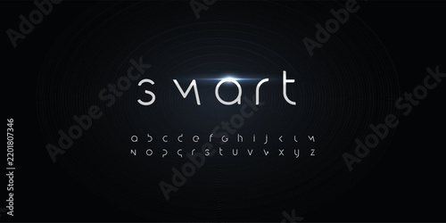 Smart futurism style alphabet. Thin segment line font, minimalist type for modern futuristic logo, elegant monogram, digital device and hud graphic. Minimal style letters, vector typography design
