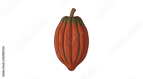 Single cocoa pod illustration with stem