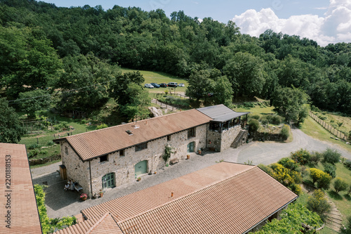 Rustic stone farmhouse in the Italian mountains