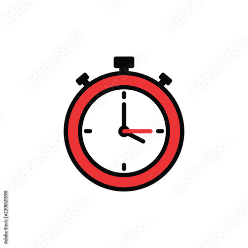 Retro stopwatch with red border and white face showing time measurement isolated on transparent background