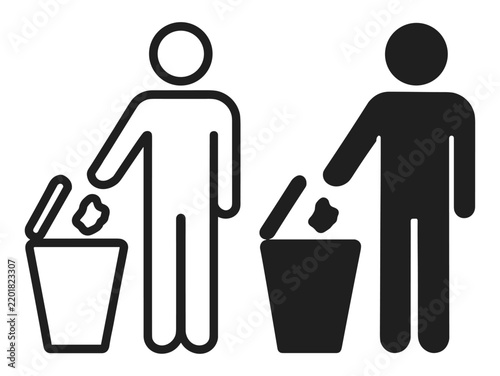 Waste disposal person pictogram variations