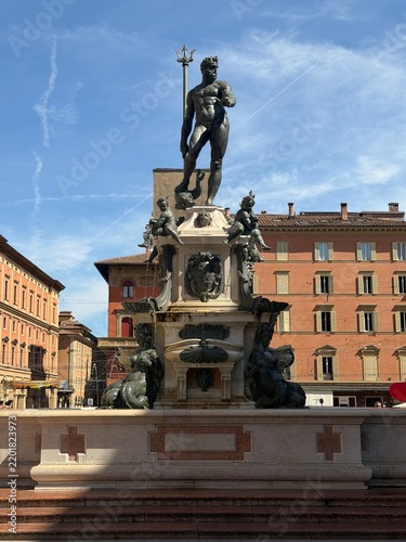 Fotografie Famous Neptune Fountain in Piazza del Nettuno, Bologna, Italy, with the monument