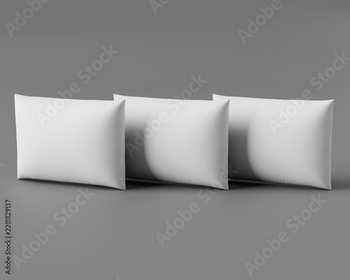 3D Render of Blank White Rectangular Pillow Isolated on Neutral Background