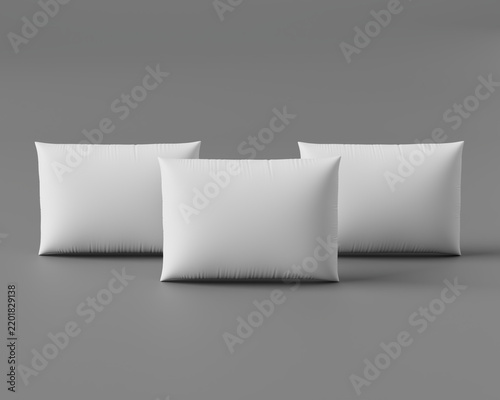 3D Render of Blank White Rectangular Pillow Isolated on Neutral Background