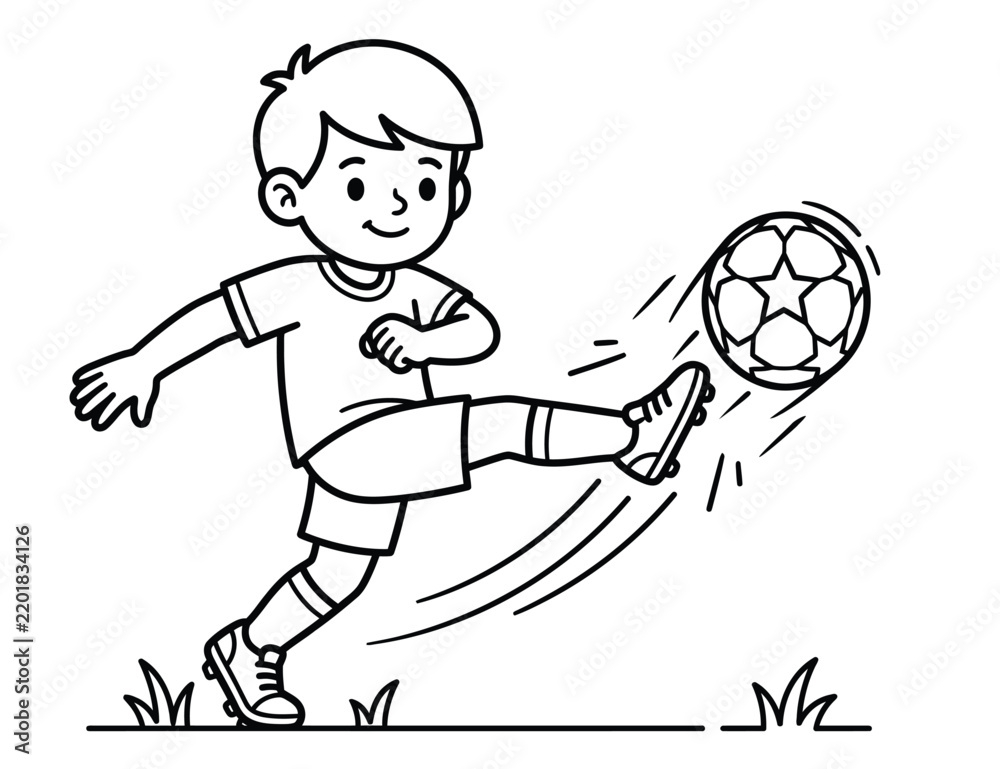 Obraz premium Powerful Soccer Power Kick Coloring Page for Toddler
