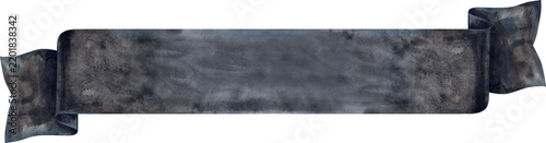 Watercolor black ribbon, Hand-drawn illustration