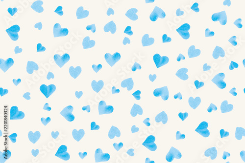 Watercolor Hearts Seamless Repeat Pattern in Blue