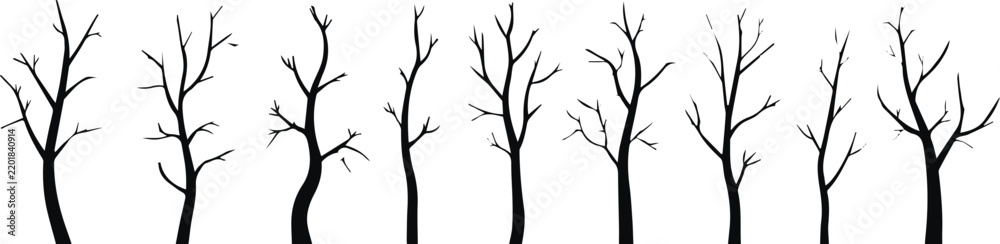 Fototapeta premium Bare Tree Set for Drought, Climate and Environmental Concepts