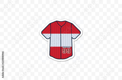 Austrian baseball jersey sticker Isolated on a transparent checkerboard background