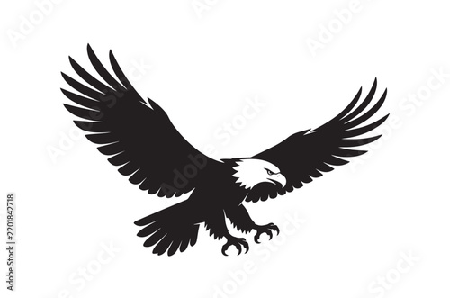 Flying Bald Eagle Silhouette Vector for Wildlife Logo Design