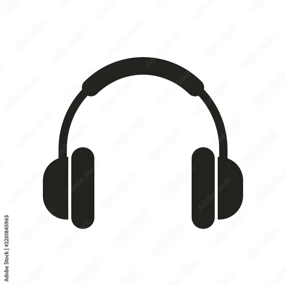 Obraz premium Headphones silhouette on a white background simple graphic design for music and audio concepts