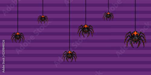Purple Halloween background with decorative lines and spider elements, creating a spooky modern atmosphere for posters, invitations, banners, social media graphics, and seasonal designs.