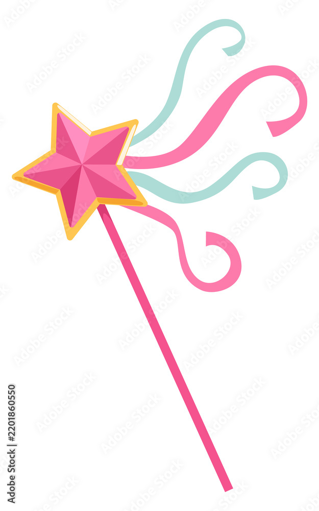 Obraz premium Fairy magic wand color icon. Fantasy stick