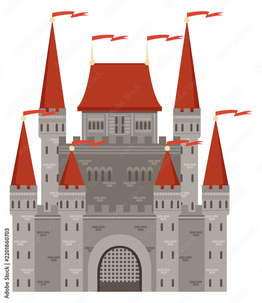 Obraz premium Fairytale castle. Old stone royal cartoon architecture