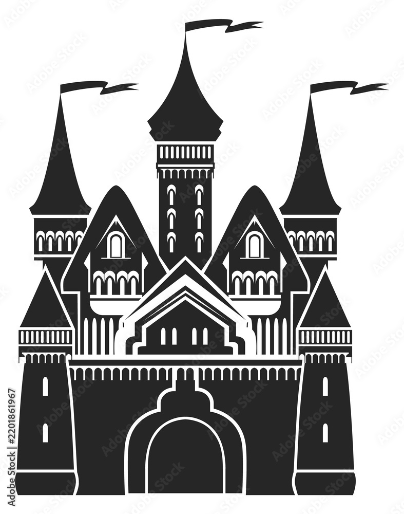 Obraz premium Fantasy castle towers. Old king palace icon