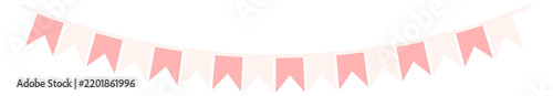 Pink paper flag garland. Festive party bunting