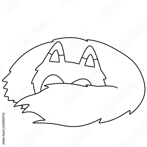 Simple line drawing of a sleeping cat
