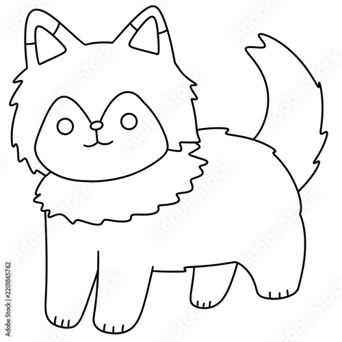 Cute cartoon fox stands upright with fluffy tail