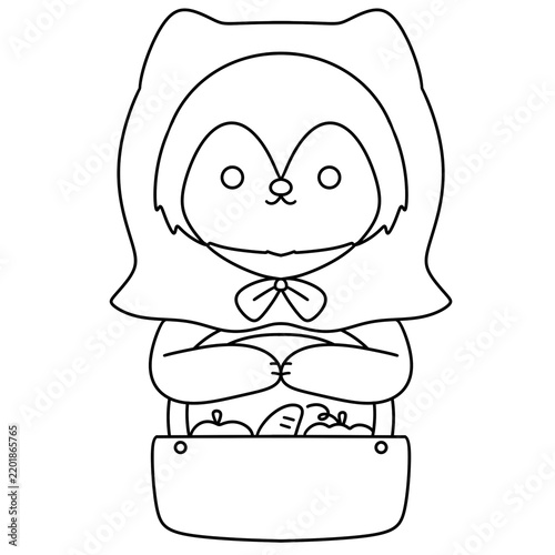 Simple line drawing shows a cute fox character