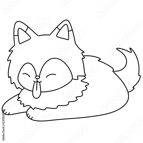 Cute cartoon fox sleeps peacefully