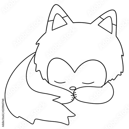 Cute fox sleeps peacefully with eyes closed