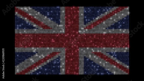 Bandera del Reino Unido (Union Jack) hecha de luces de colores