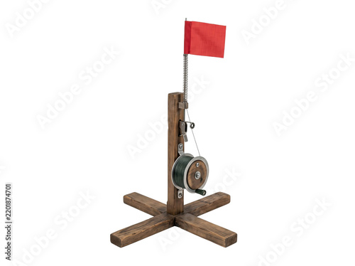 Wooden Ice Fishing Tip-Up Device