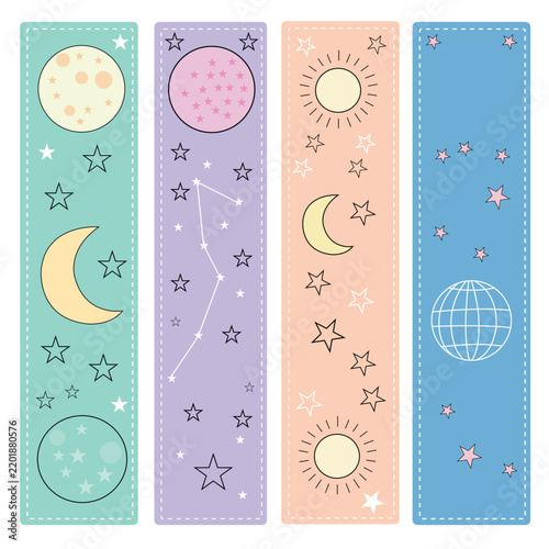 Cute celestial galaxy star moon washi tape banner