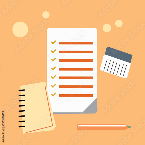 Office planning document checklist notepad pencil vector art