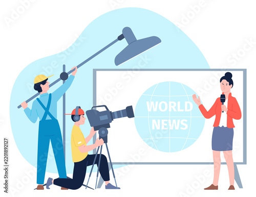 Obraz na płótnie World news studio work. Tv program newsroom