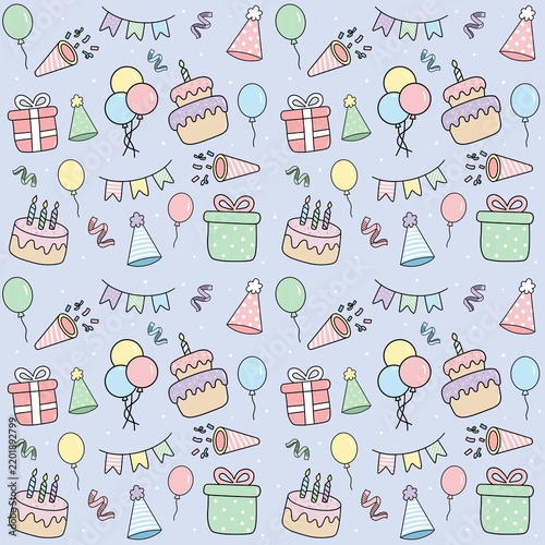 seamless pattern with birthday party icons