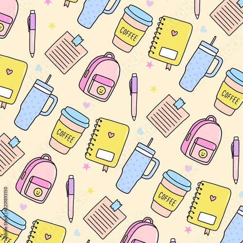 seamless pattern with school supplies