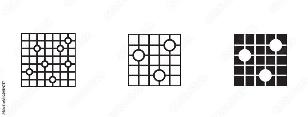 Fototapeta premium Set of abstract grid and circle pattern icons
