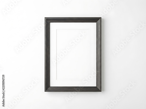 Dark wooden picture frame with mat board mockup