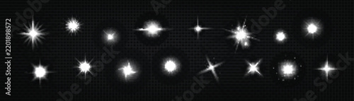 White Sparkle Light Effects Collection on Transparent Background