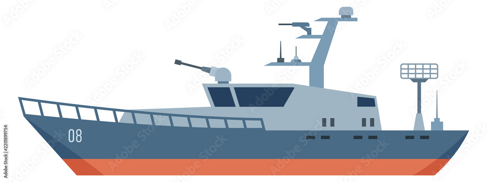 Obraz premium Battleship icon. War navy transport. Army ship