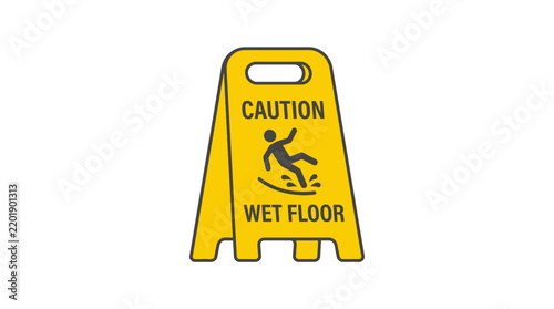 Caution Wet Floor Sign with Falling Figure
