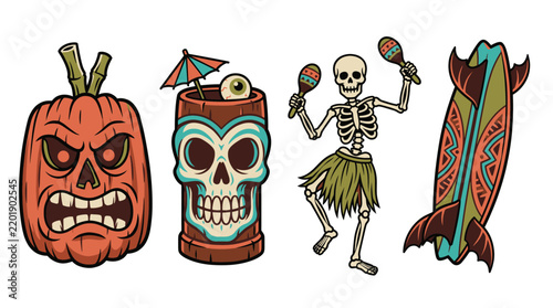 Tiki halloween elements collection