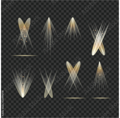 Golden Spotlight and Stage Light Effect Vectors