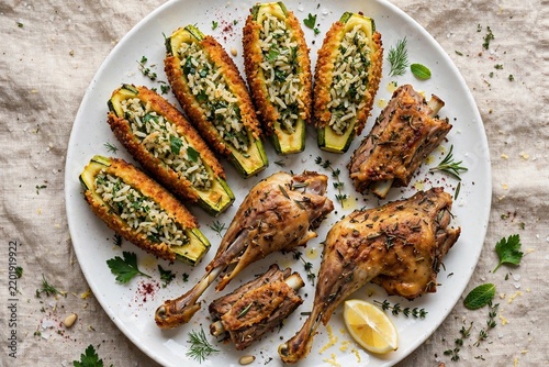 Mahshi Zucchini Crispy with Rabbit
