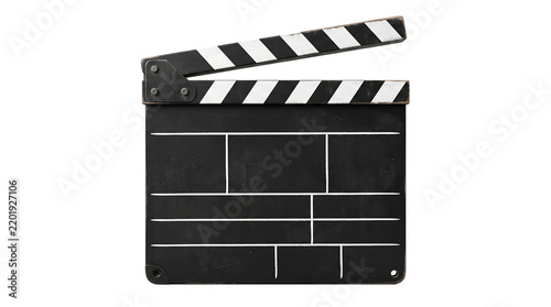 Obraz na plátně Open movie clapboard with black and white stripes film clapboard film production