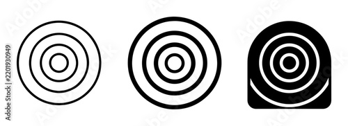 Concentric Circles Target Icons, Bullseye Symbols, Measurement Tape Vector Graphics, Simple Geometric Shapes, Business Goals and Strategy Concepts