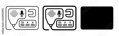 Two-way Radio Icons, Communication Device Symbols, Microphone and Speaker Graphics, Technology Vector Set, Broadcast Equipment Elements