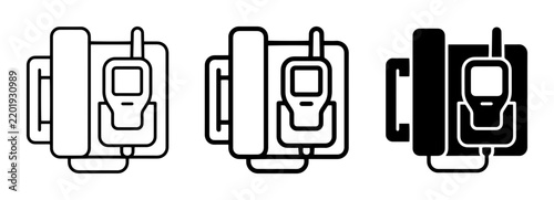 Cordless Phone Set, Wireless Landline Telephone Icon, Communication Device Vector Graphics