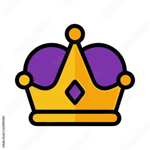 Bild auf Leinwand Golden Crown with Purple Embellishments and Diamond Accent on White Background