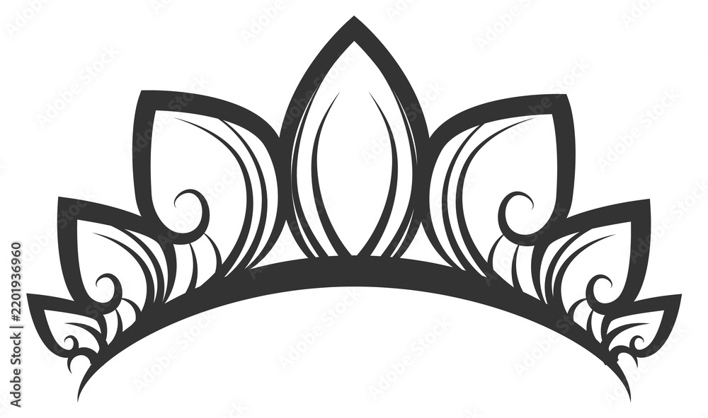 Obraz premium Black crown icon. Princess tiara. Vintage element