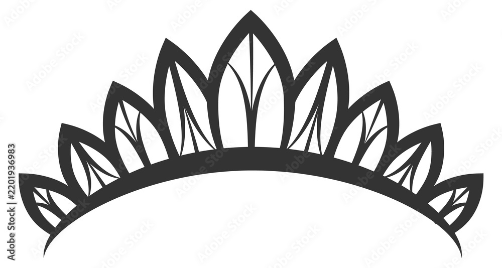 Obraz premium Elegant diadem icon. Black princess crown symbol